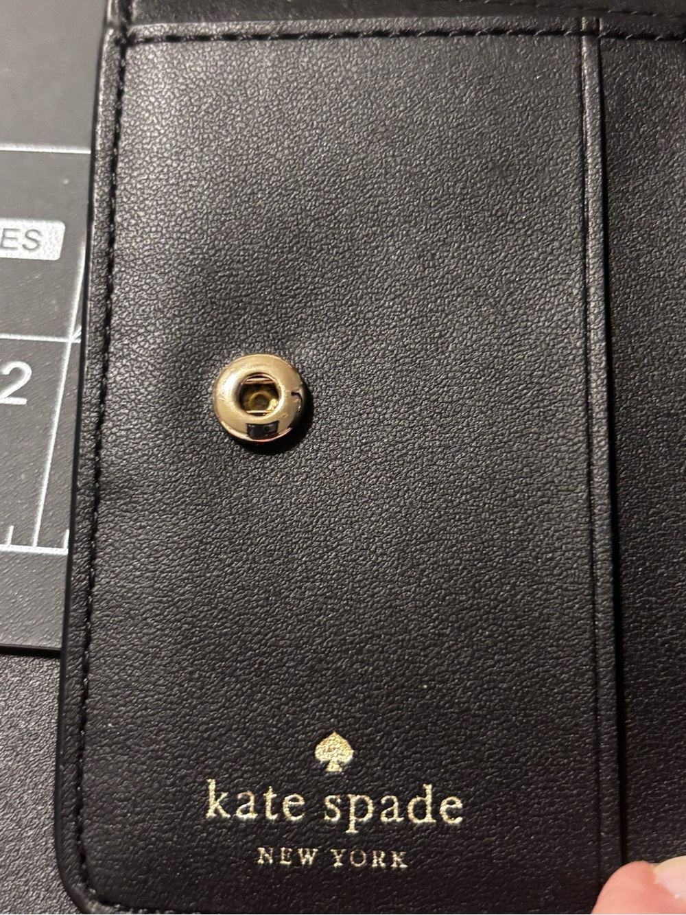 kate spade black zip card wallet gold logo damage noted-id slot See PHOTOS - Picture 5 of 14